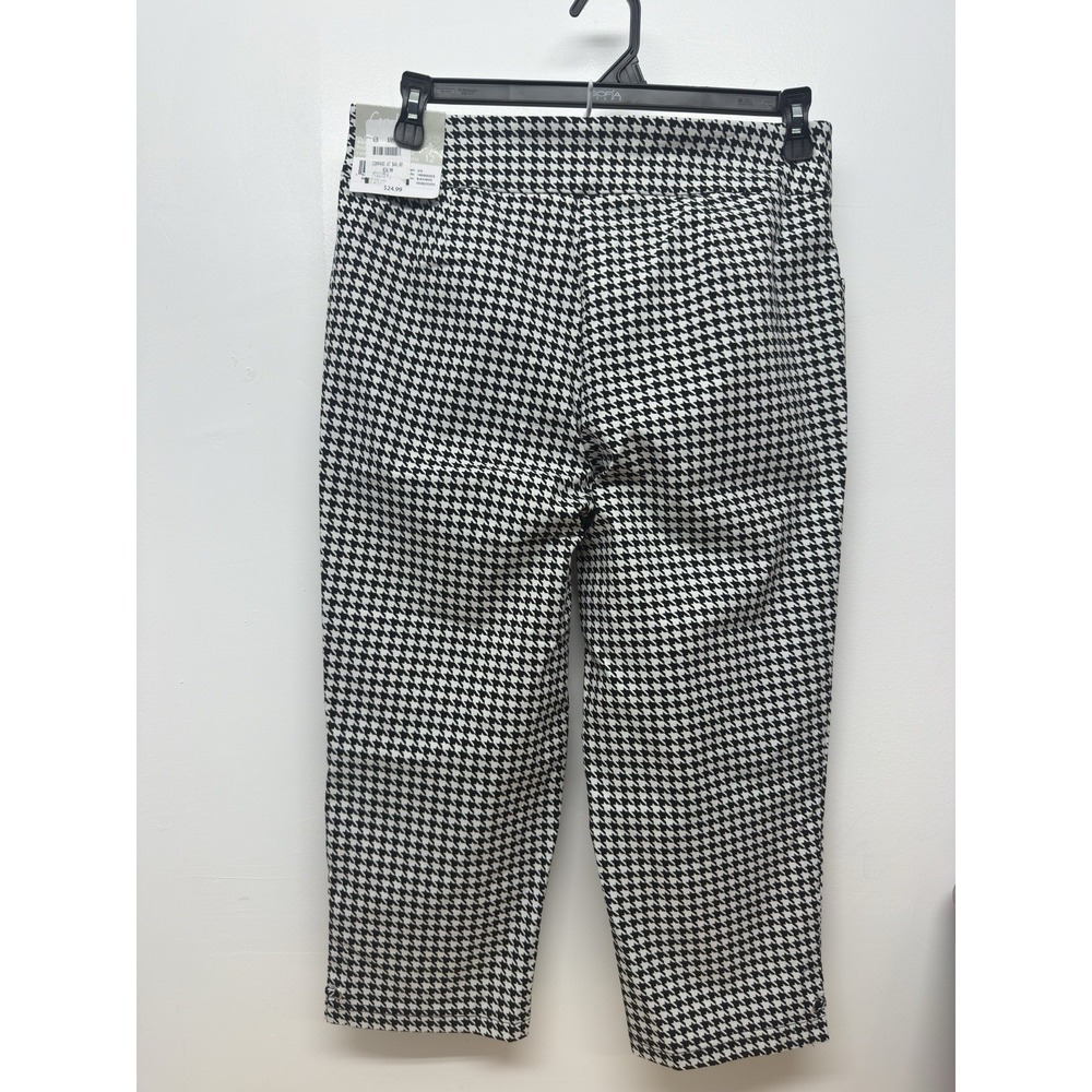 Coral Bay Womens Size 12 Pull On Pants Straight Leg Crop Houndstooth Check‎ #51